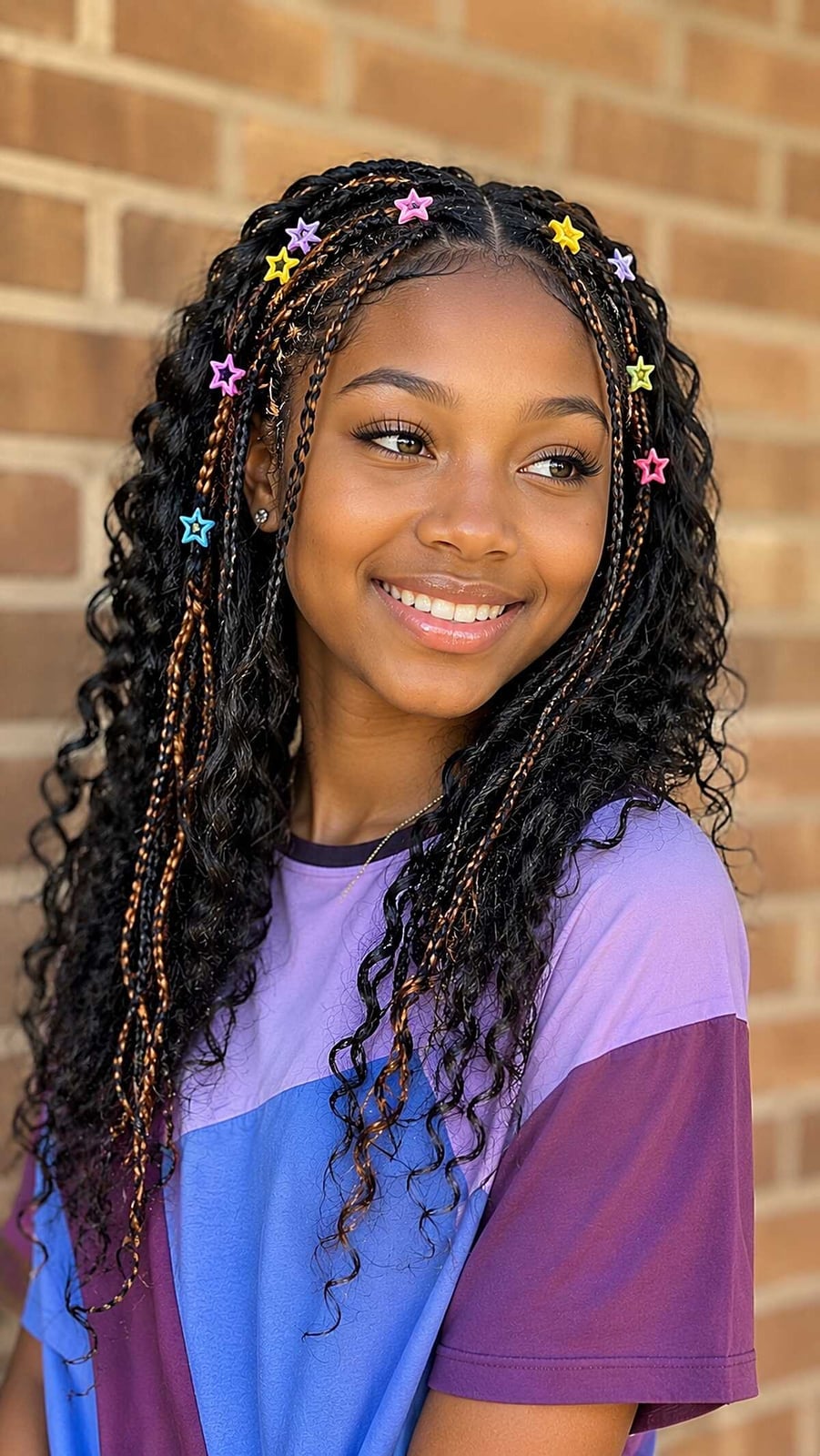 Mid-Back Braids With Star Beads Mid-Back Braids With Star Beads — Little Girl Hairstyles