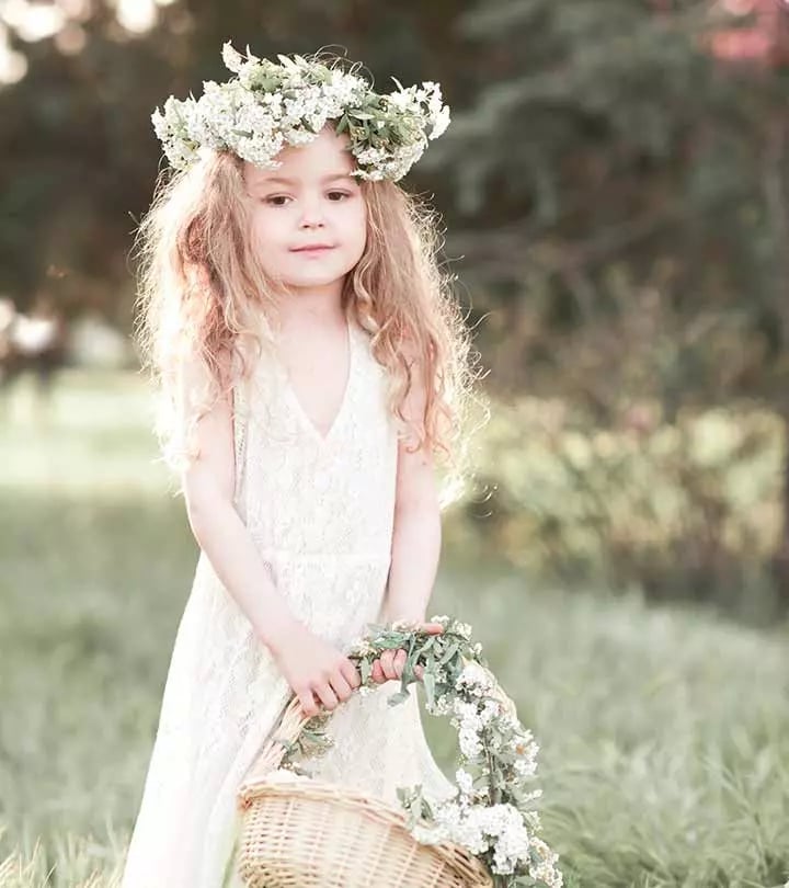 Mid-Back Wavy Blonde With Floral Crown Mid-Back Wavy Blonde With Floral Crown — Little Girl Hairstyles