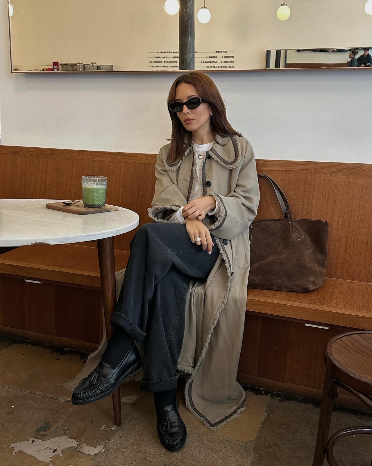 Trench Coat and Wide-Leg Jeans With Chunky Loafers and Smooth Leather — Loafer Outfits