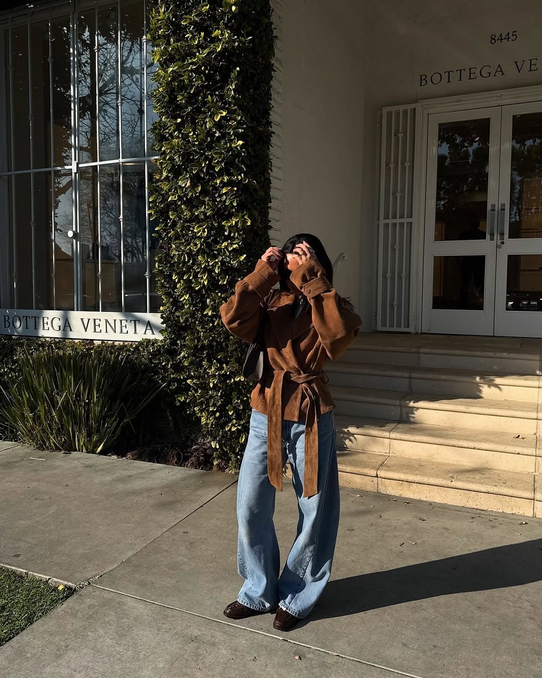 Tie-Waist Jacket With Wide-Leg Jeans and Brown Loafers — Loafer Outfits
