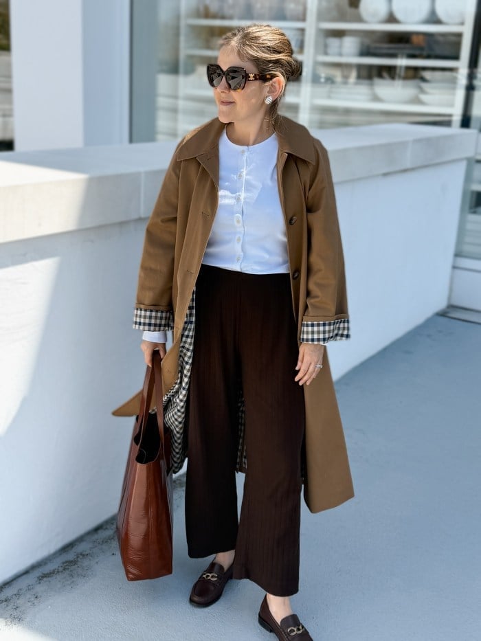 Oversized Trench Coat With Wide-Leg Trousers — Loafer Outfits