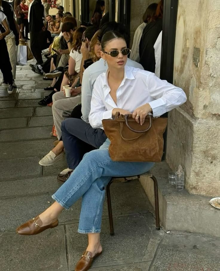 Backless Loafers With Straight-Leg Jeans — Loafer Outfits