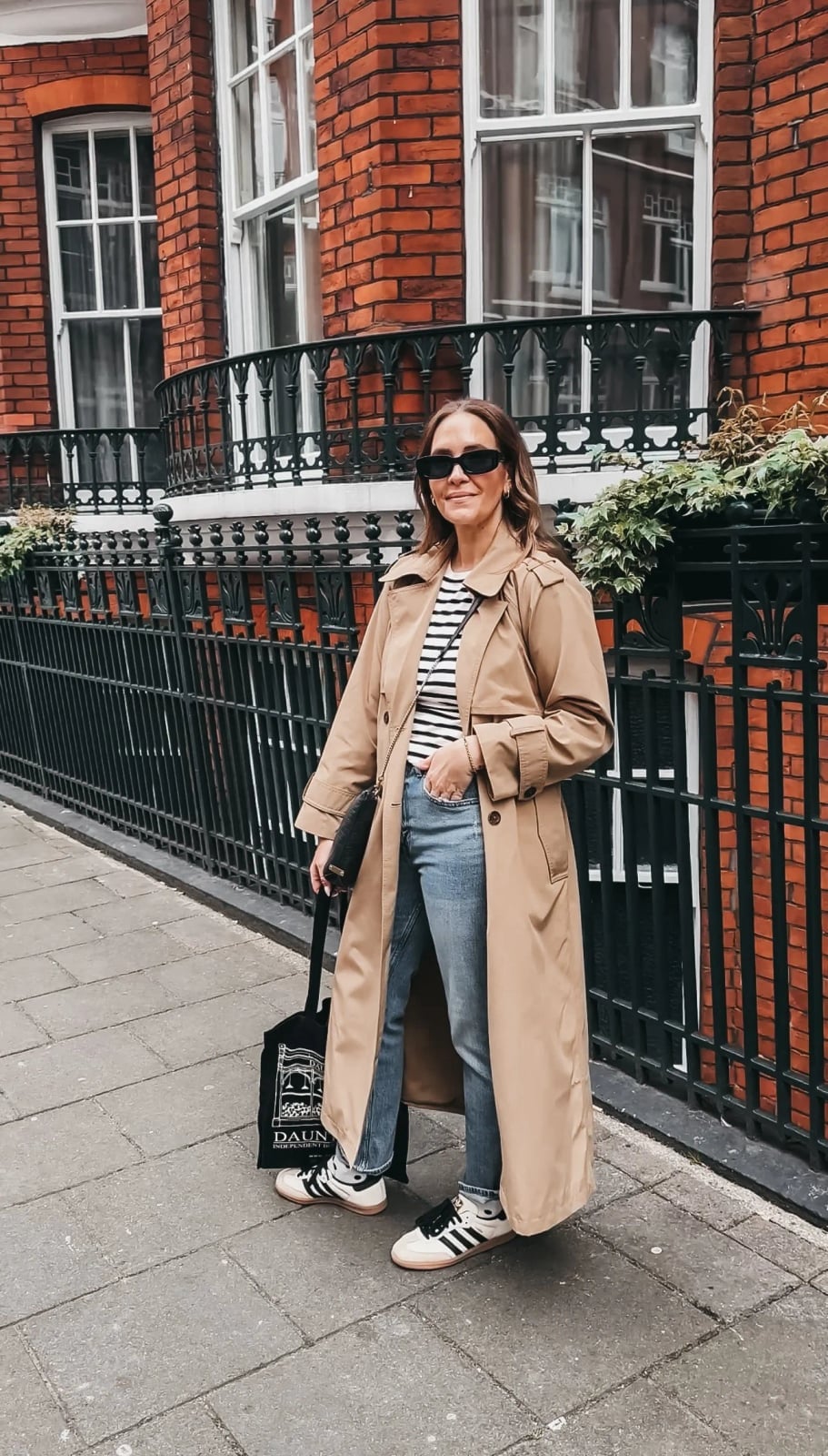 Classic Trench Coat with Striped Tee and Jeans Classic Trench Coat with Striped Tee and Jeans — London Outfits