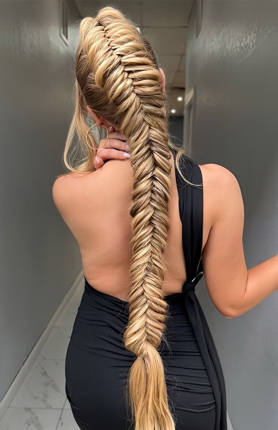 Thick Blonde Fishtail Braid Thick Blonde Fishtail Braid — Long Braids