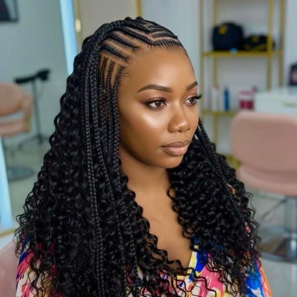 Wavy Braids With Side Cornrows Wavy Braids With Side Cornrows — Long Braids