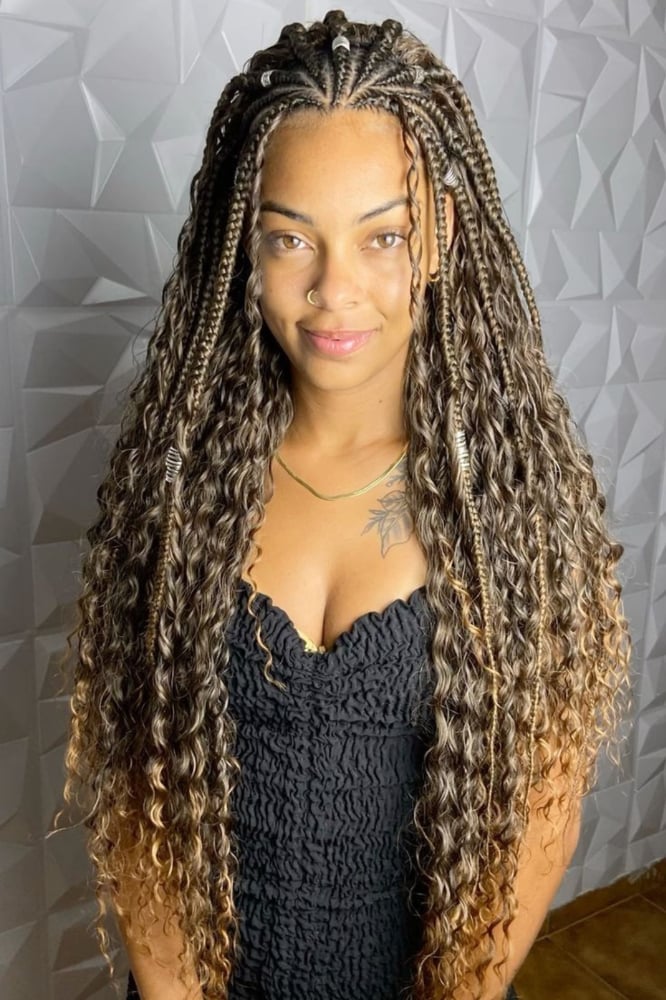 Braids With Voluminous Curly Extensions Braids With Voluminous Curly Extensions — Long Braids