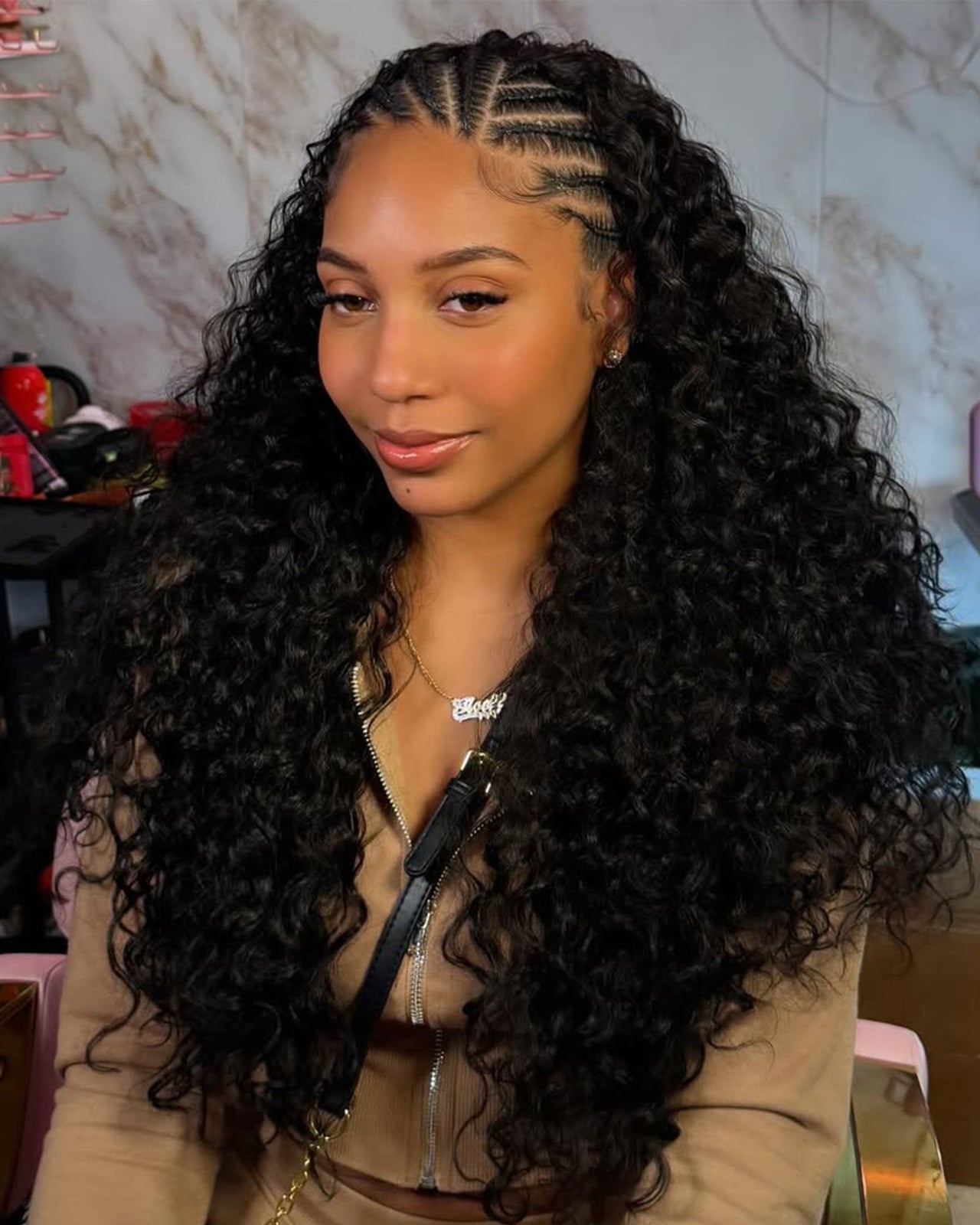Dark Brown Braids With Voluminous Blonde Curls Dark Brown Braids With Voluminous Blonde Curls — Long Braids