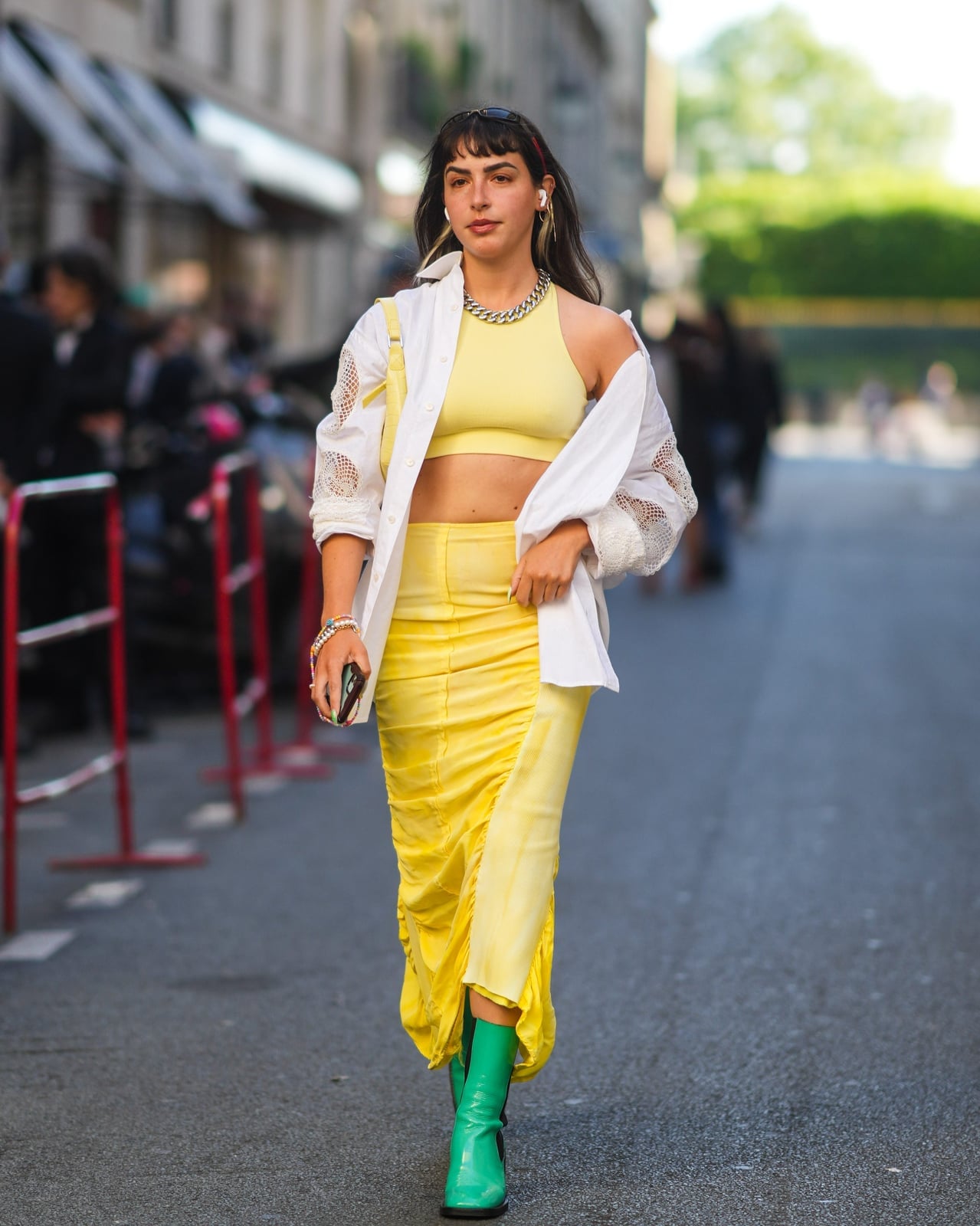 Yellow Ruched Maxi Skirt with a Matching Crop Top Yellow Ruched Maxi Skirt with a Matching Crop Top — Long Skirt Outfits