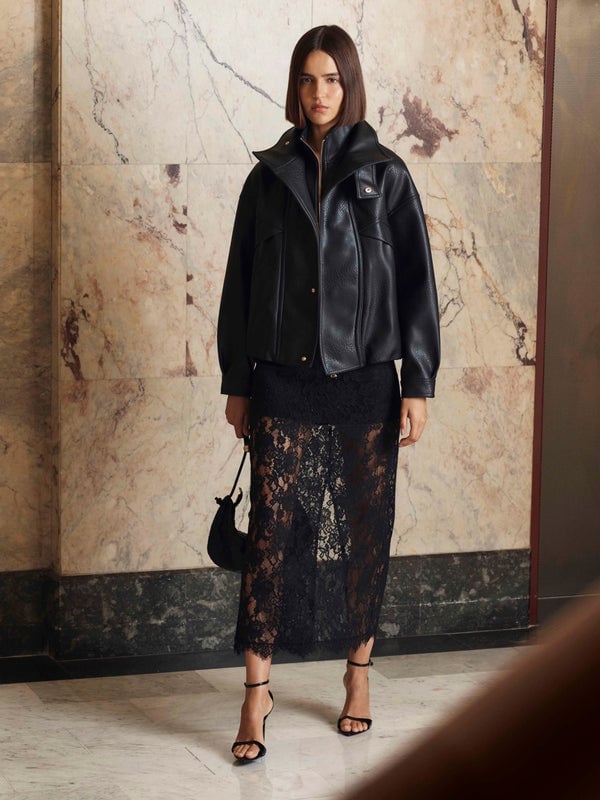 Black Lace Maxi Skirt with a Leather Jacket Black Lace Maxi Skirt with a Leather Jacket — Long Skirt Outfits