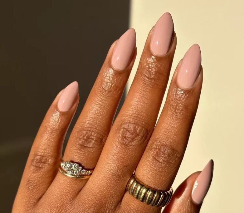 Medium Stiletto Dusty Rose Silver Stud Nails — Looks Nail