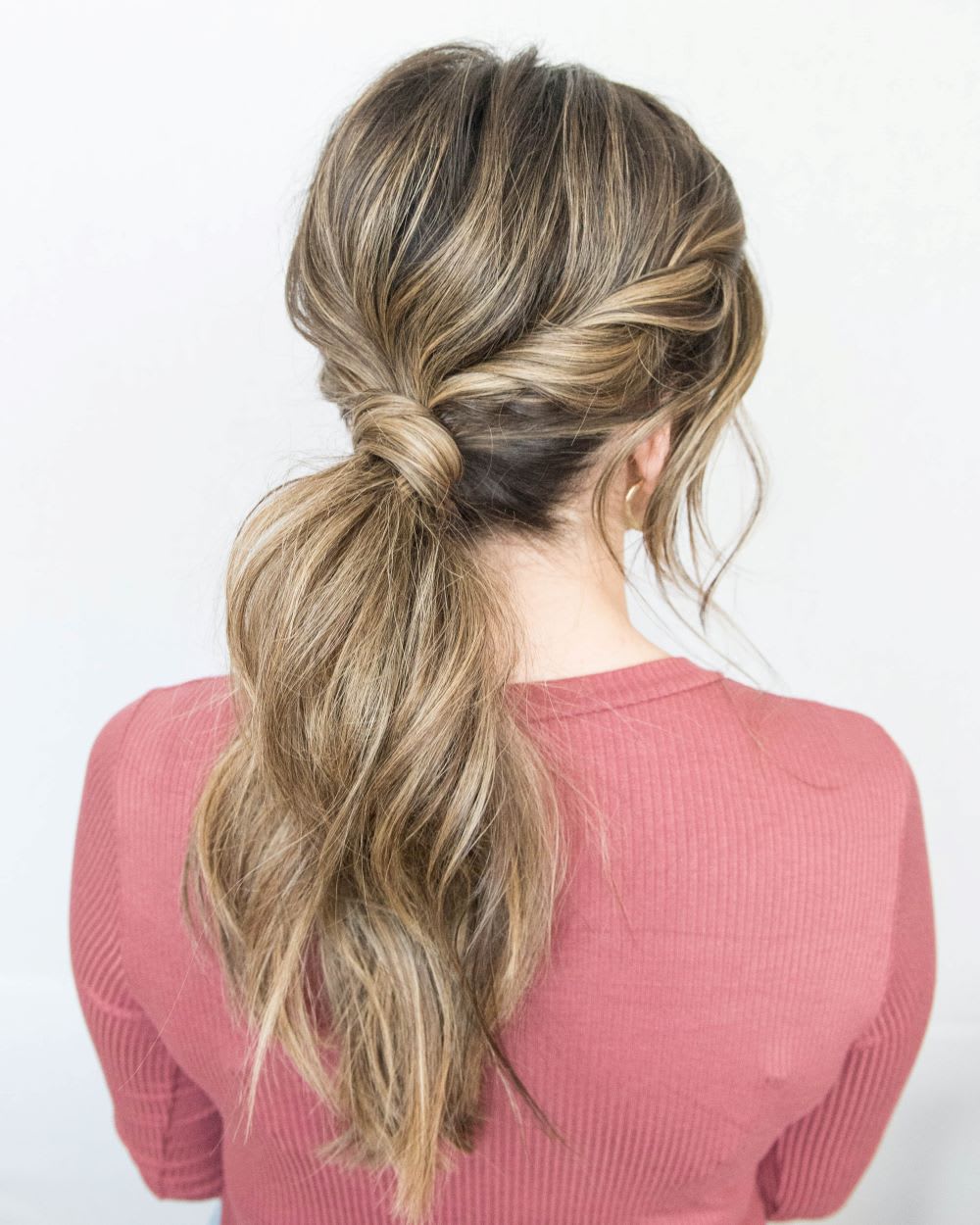 Blonde Collarbone Low Ponytail Twisted Knot — Low Ponytail Hairstyles