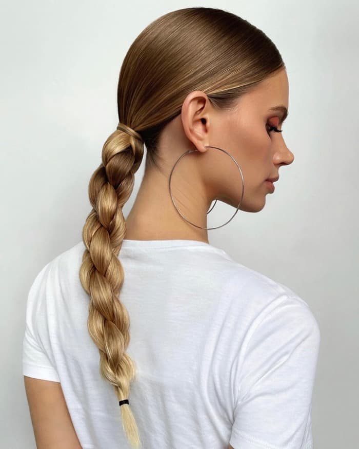 Thick Braided Low Ponytail Blonde — Low Ponytail Hairstyles