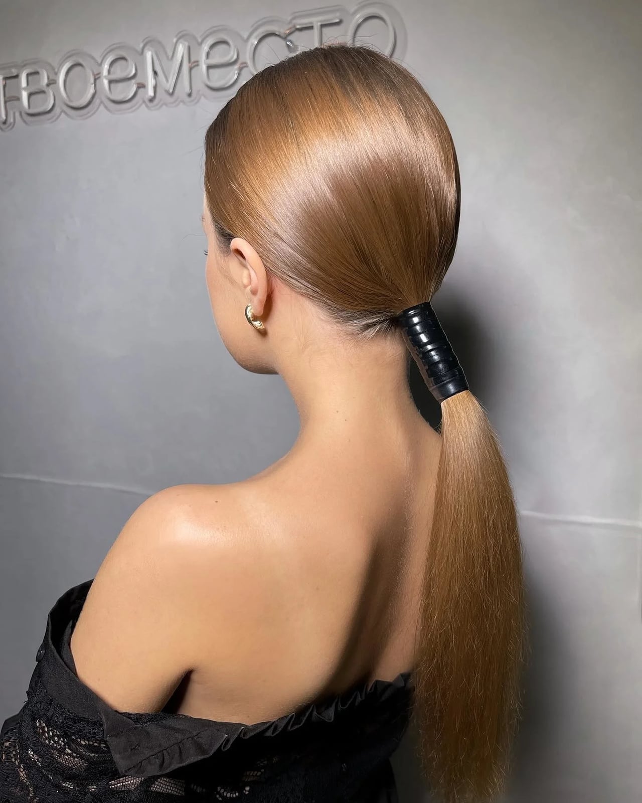 Golden Blonde Sleek Straight Low Ponytail — Low Ponytail Hairstyles