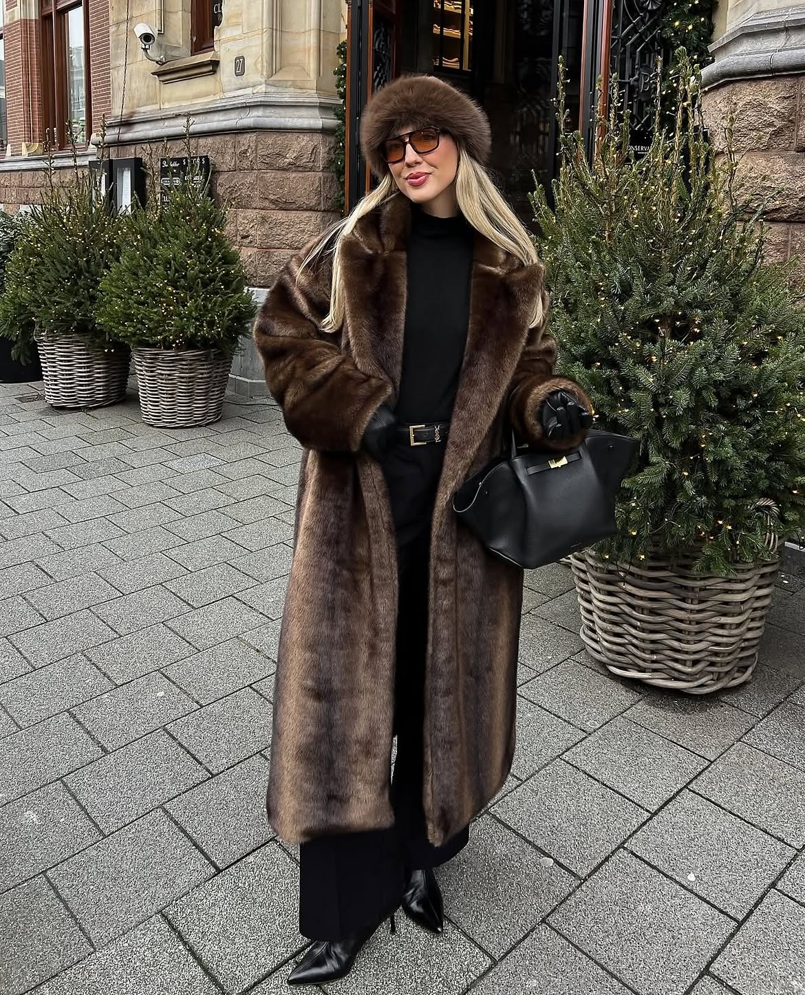 Luxurious Faux Fur Coat And Matching Cossack Hat Winter Look