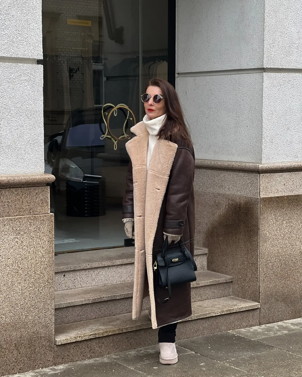 Luxury Shearling Coat And Luxe Knit Combo