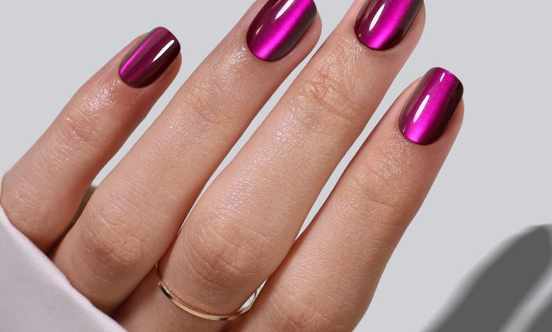 Cat Eye Purple Short Square Press on Nails – SHANGMENG nails