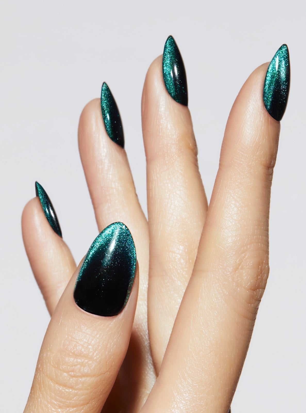Long Stiletto Teal Black Gradient Cat-Eye Nails Long Stiletto Teal Black Gradient Cat-Eye Nails — Manicure Nails