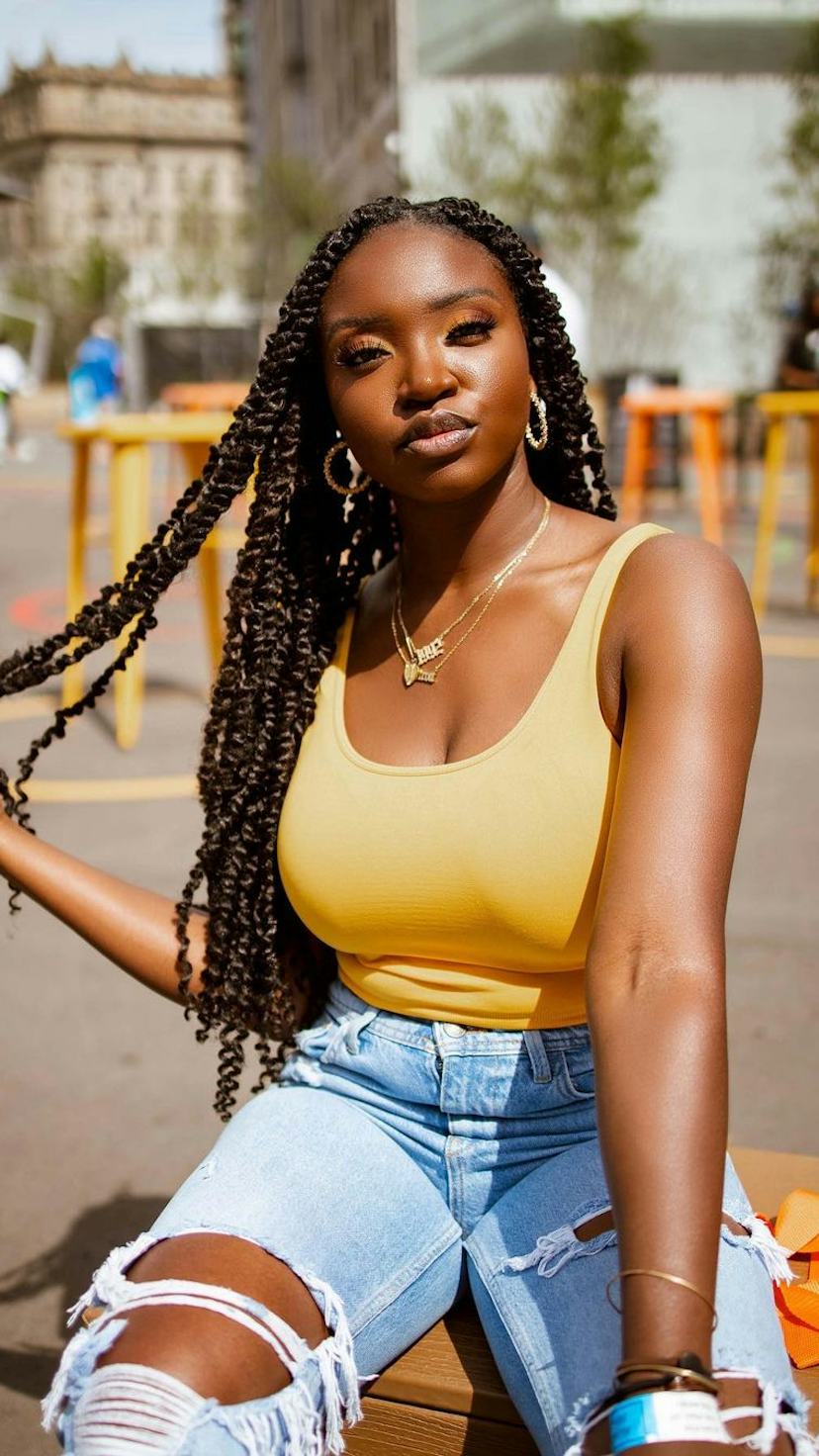 Dark Brown Bob With Auburn Highlights And Cuffs, Mid-Back Dark Brown Bob With Auburn Highlights And Cuffs, Mid-Back — Marley Twists Hairstyles