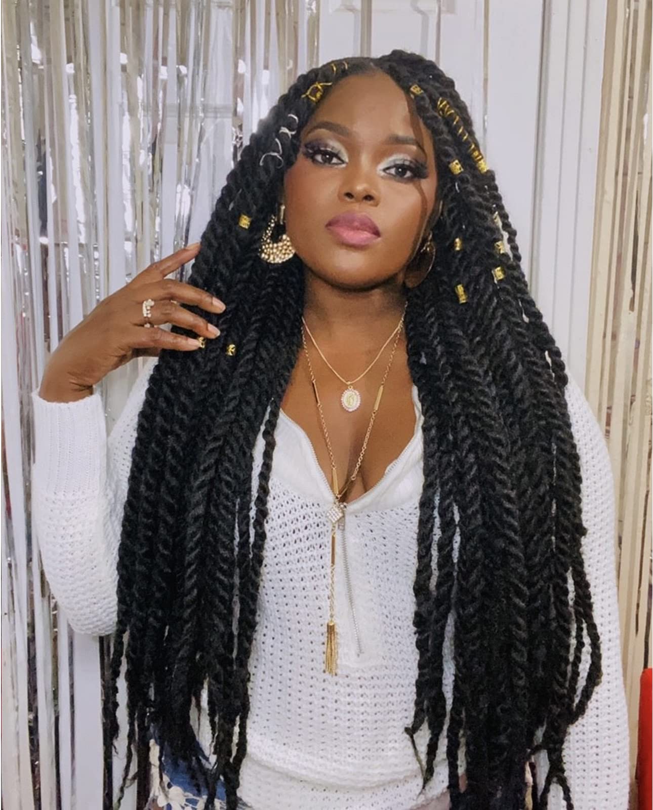 Mid-Back Dark Brown Twists Caramel Highlights Mid-Back Dark Brown Twists Caramel Highlights — Marley Twists Hairstyles