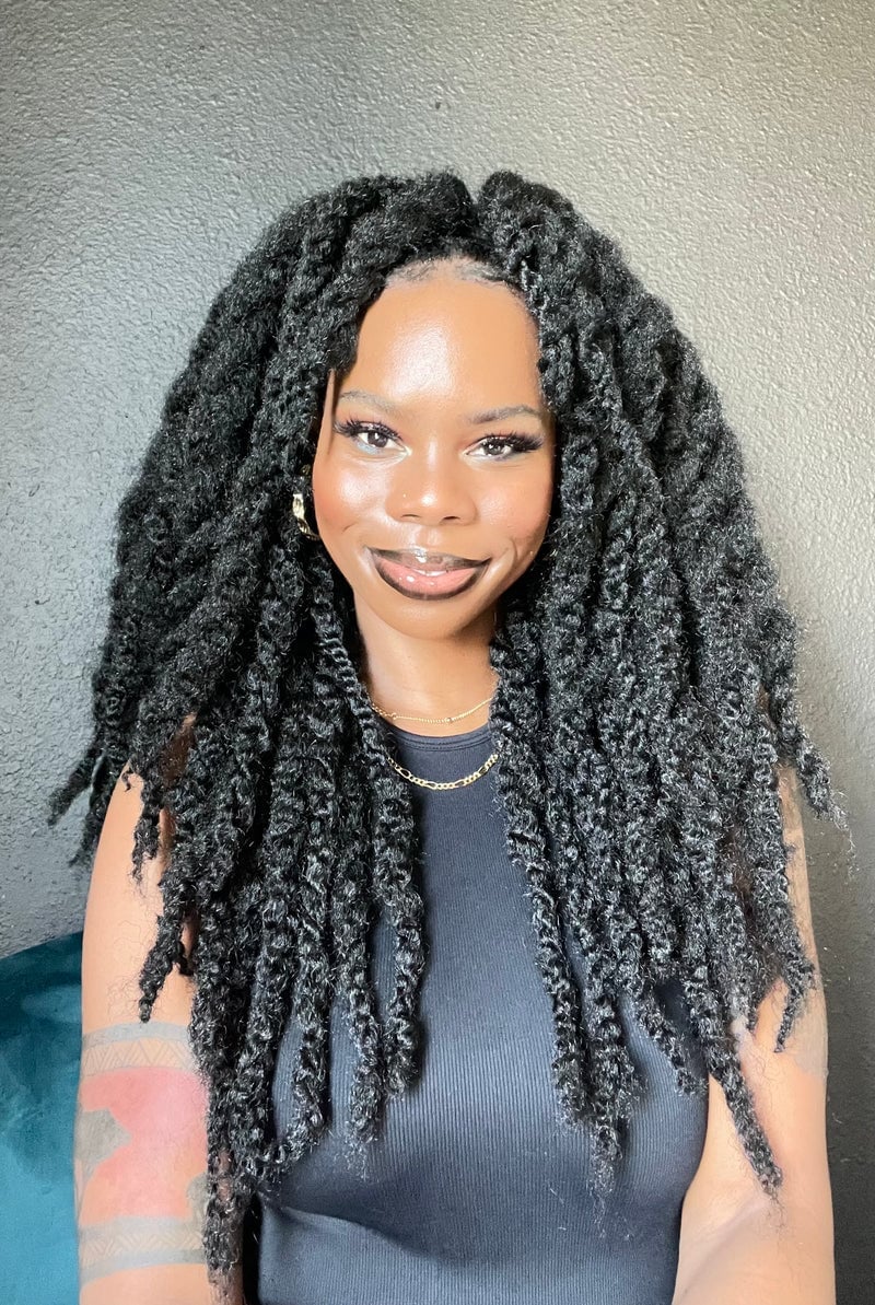 Shoulder Length Loose Black Marley Twists Shoulder Length Loose Black Marley Twists — Marley Twists Hairstyles