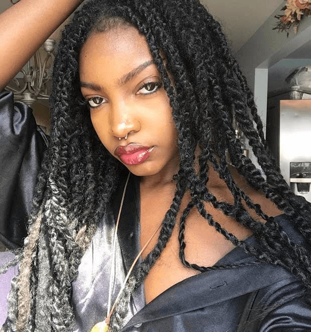 Shoulder Length Black Twists Side Part Shoulder Length Black Twists Side Part — Marley Twists Hairstyles