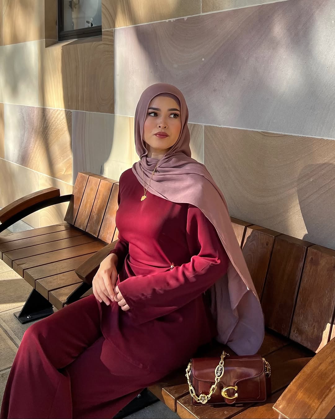 Coordinated Maroon Set With Hijab — Maroon Outfits