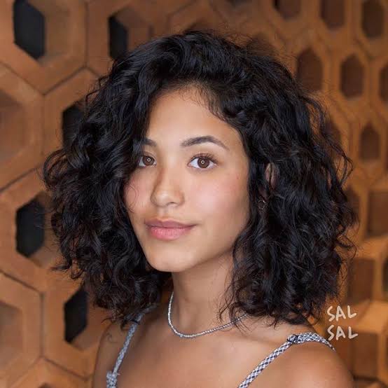 Shoulder Length With Curtain Bangs — Medium Curly Hair