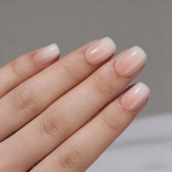 Nude to Sheer Pink Ombre Medium Square Nails