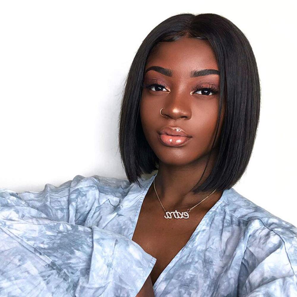 Sharp Straight Black Chin Bob — Middle Part Bob