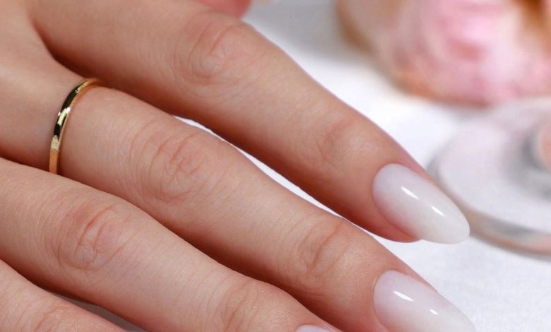 Milky White Short Almond Nails