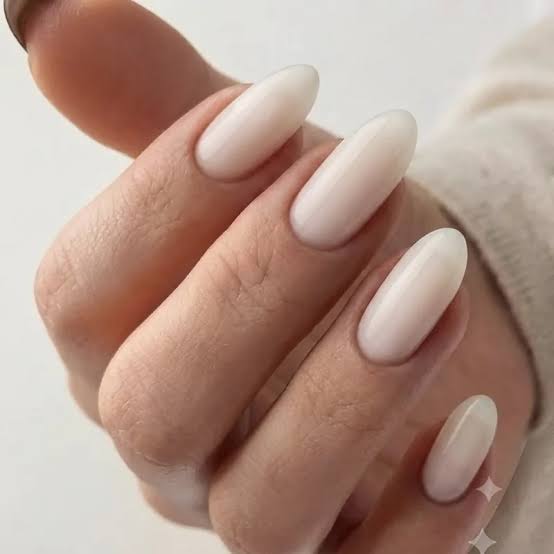 Medium Oval Translucent Milky White Nails Medium Oval Translucent Milky White Nails