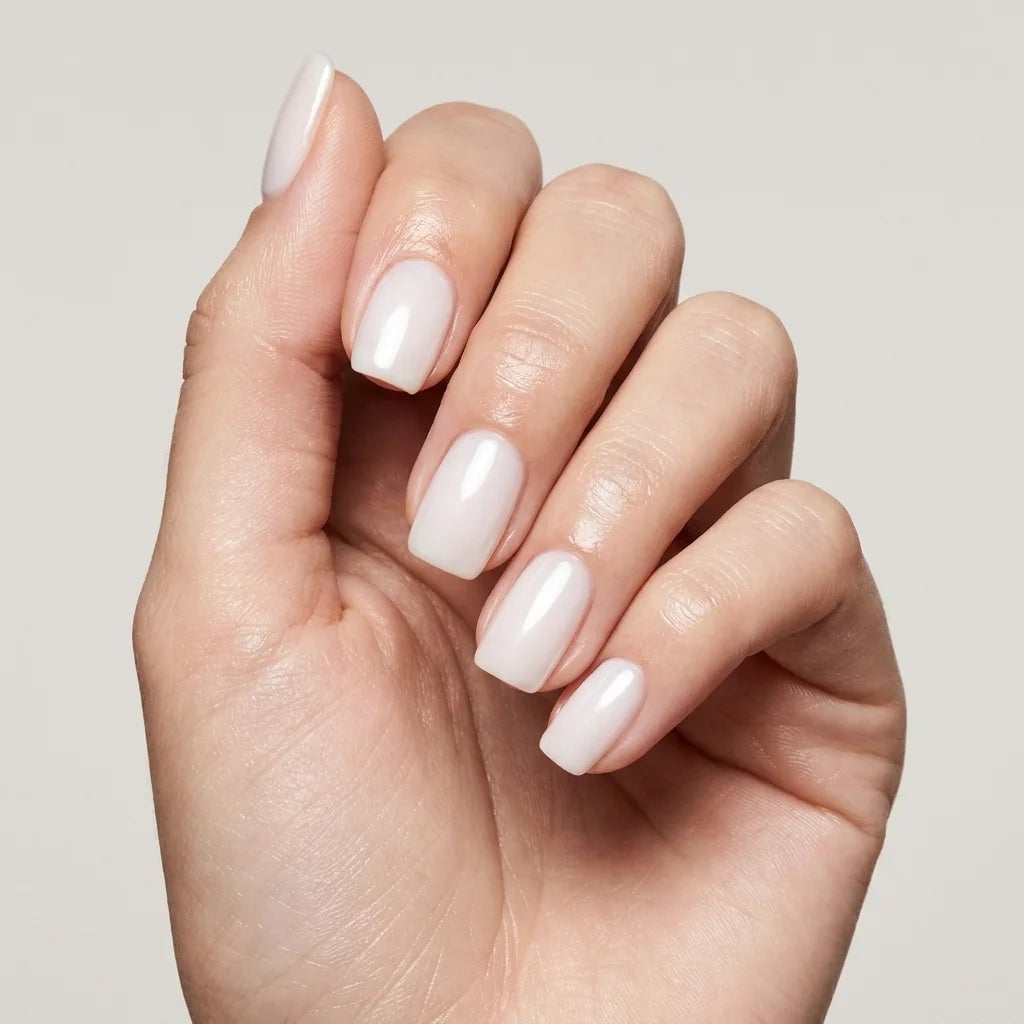 Short Square Milky White Glossy Nails Short Square Milky White Glossy Nails — Milky White Nails