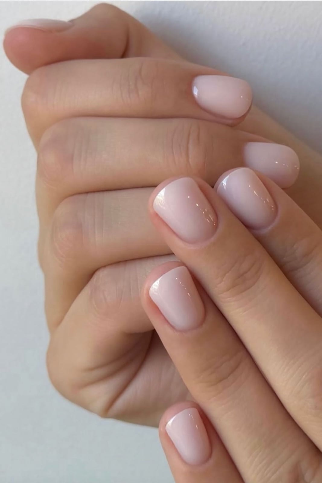Short Rounded Square Sheer Milky White Nails, Glossy Short Rounded Square Sheer Milky White Nails, Glossy
