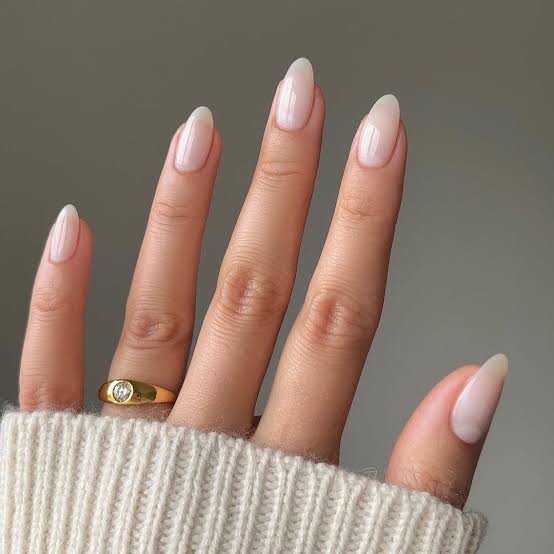 Medium Almond Sheer Milky White Nails Medium Almond Sheer Milky White Nails