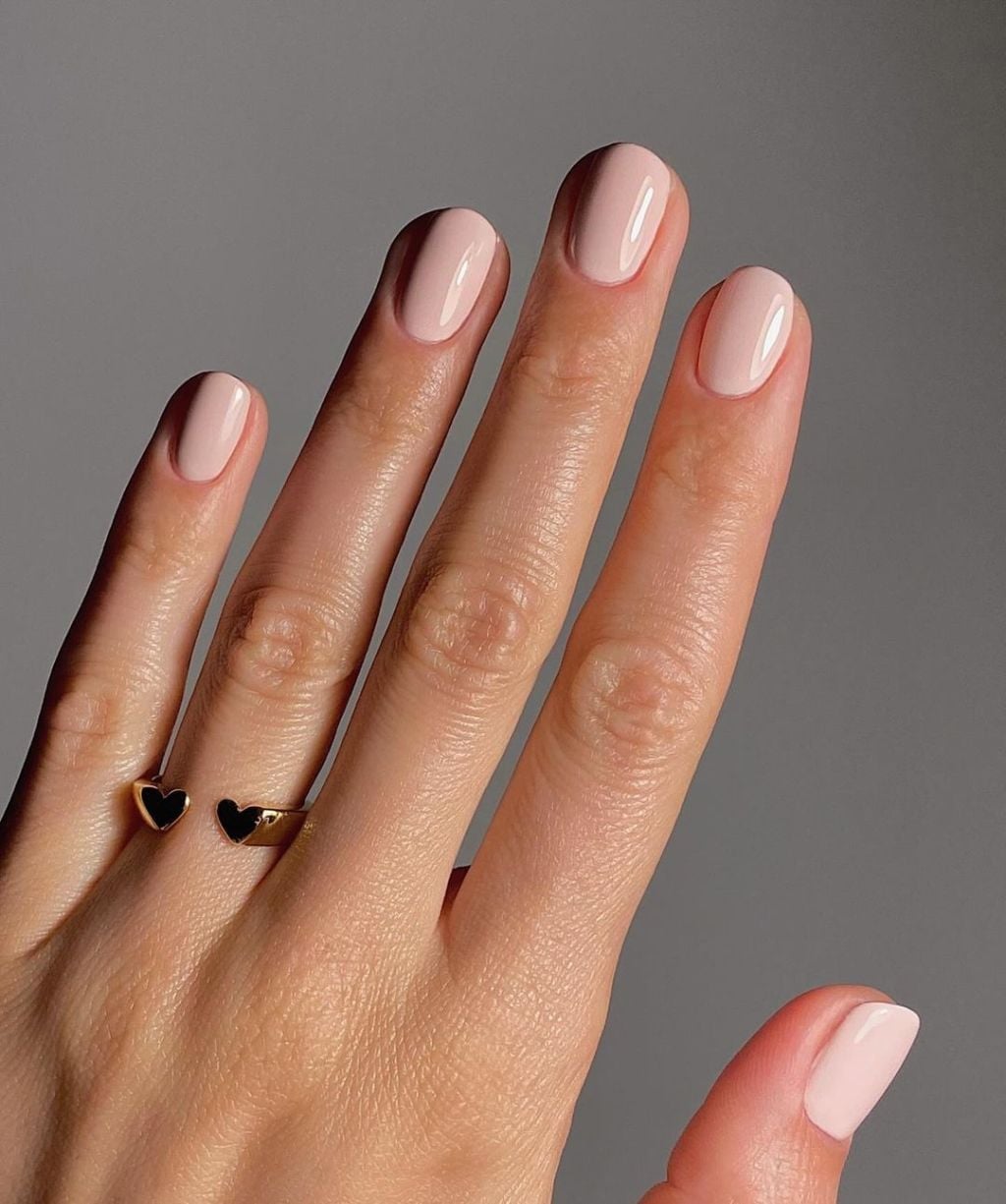 Short Square Nude Pink Nails — Minimalist Nails