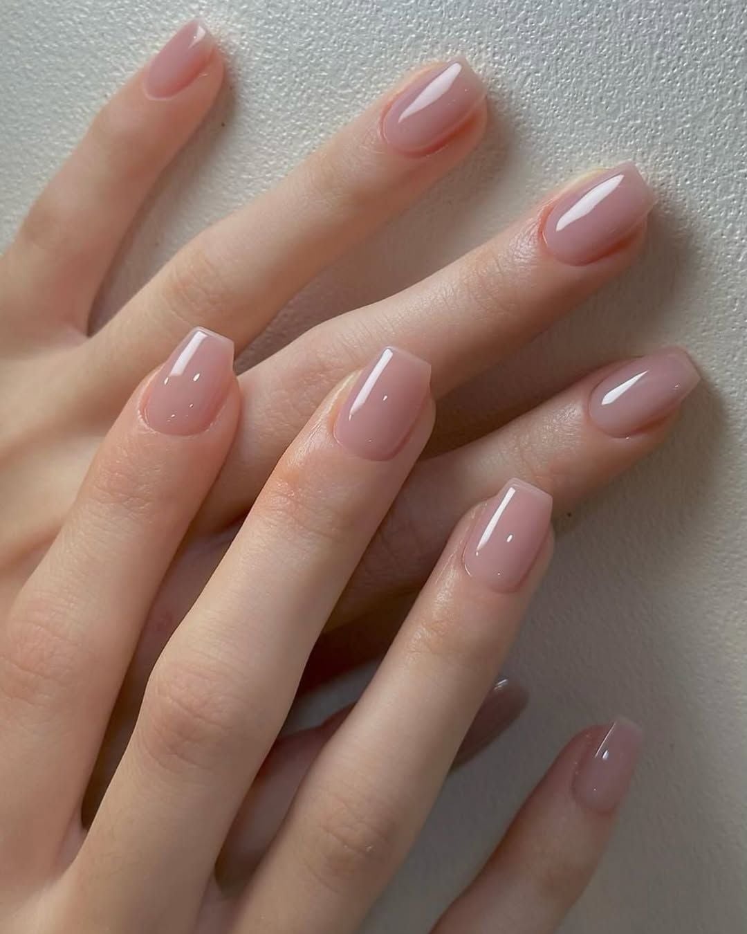 Short Soft Square Sheer Nude Nails — Minimalist Nails
