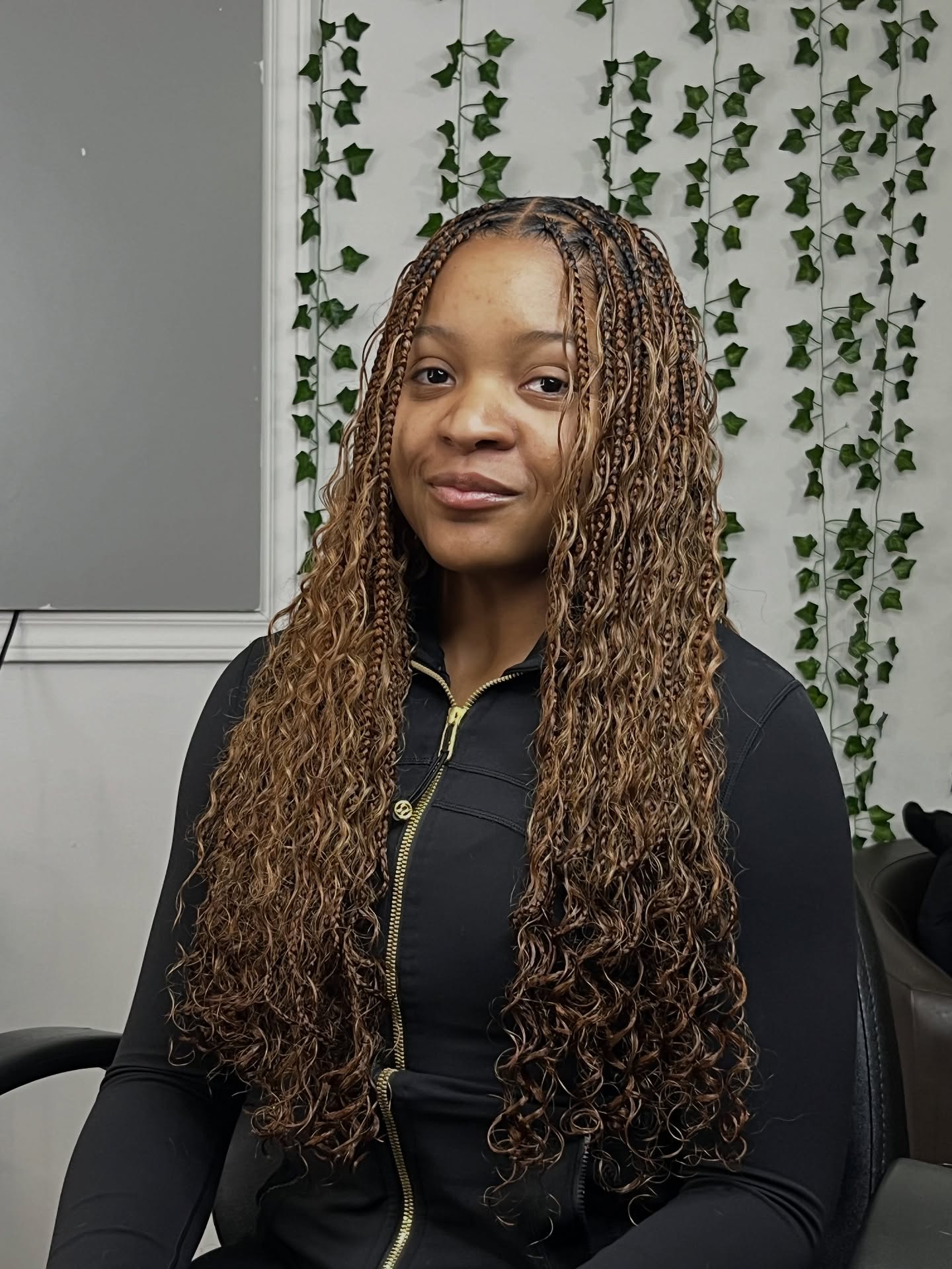 Mixed Texture Box Braids With Loose Waves