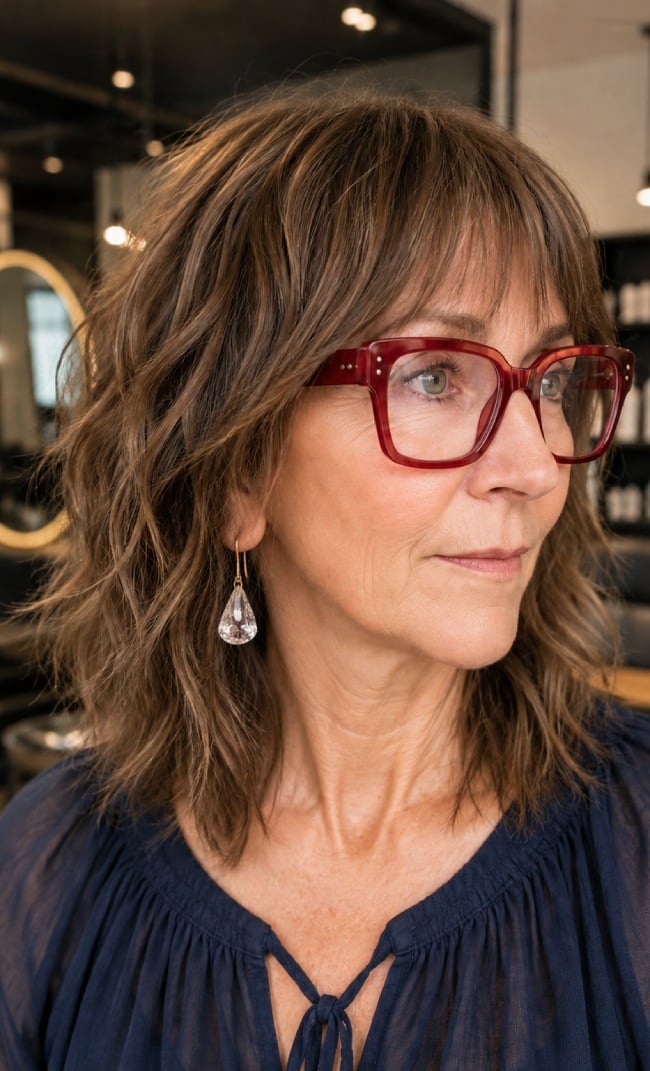 Shoulder Length Shag With Wispy Bangs — Mocha Hair