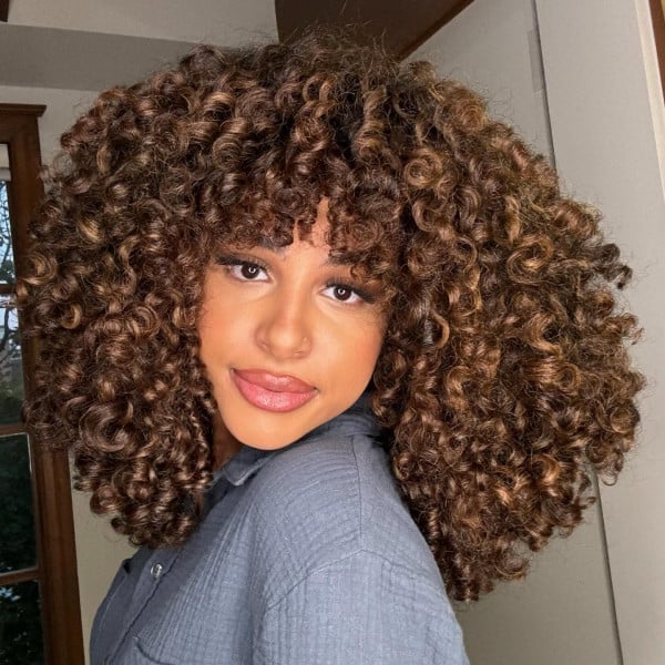 Shoulder Length With Defined Curls — Mocha Hair
