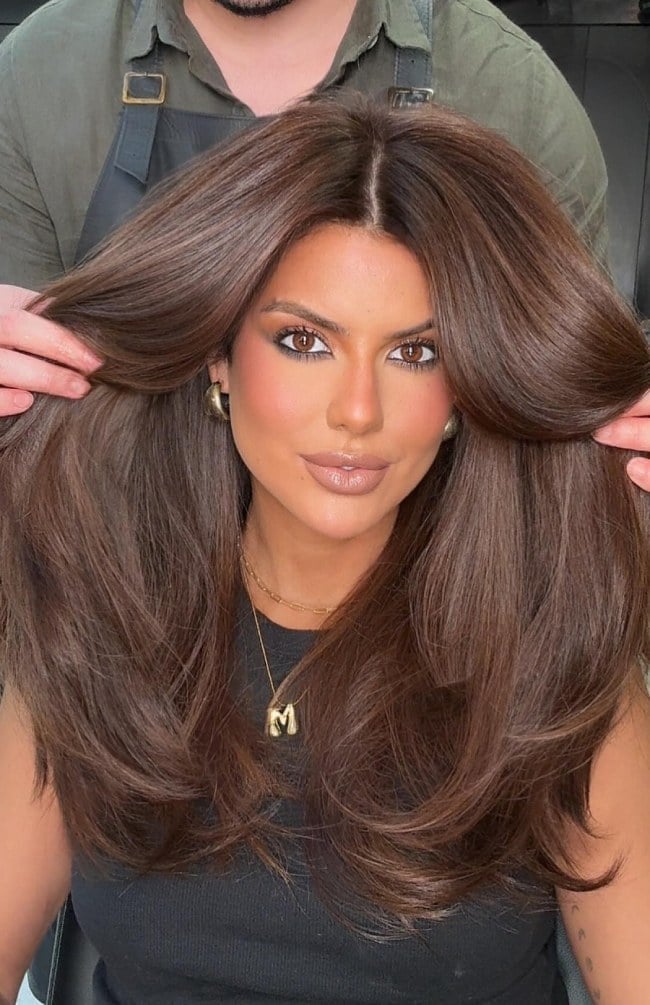 Long Layers With Voluminous Blowout — Mocha Hair