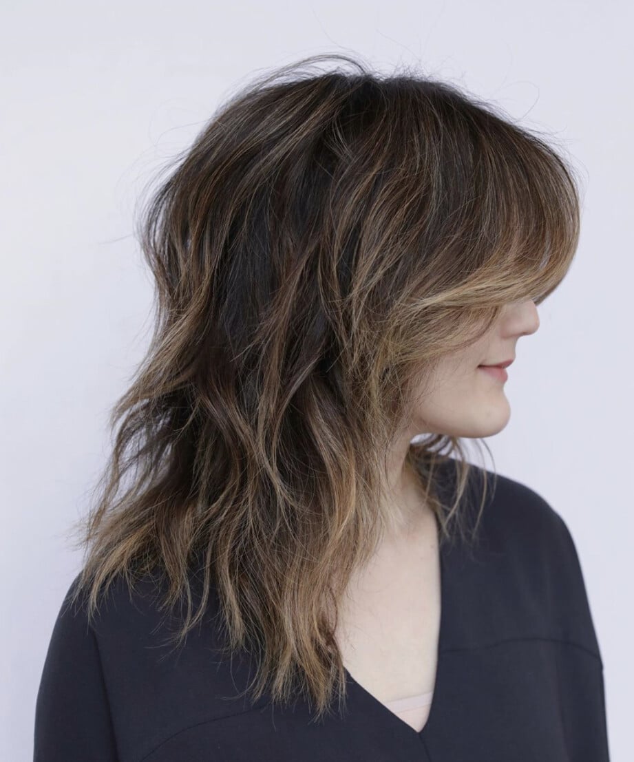 Collarbone Shag With Side Part Collarbone Shag With Side Part — Modern Shag