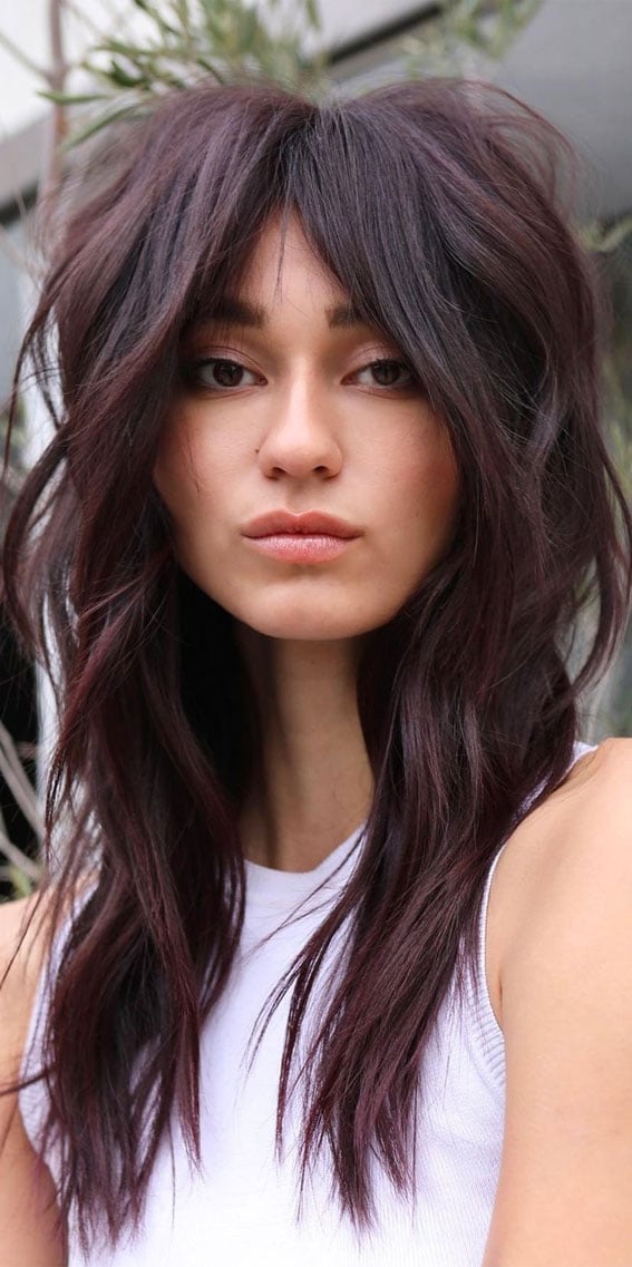Rich Burgundy Collarbone Shag Rich Burgundy Collarbone Shag — Modern Shag