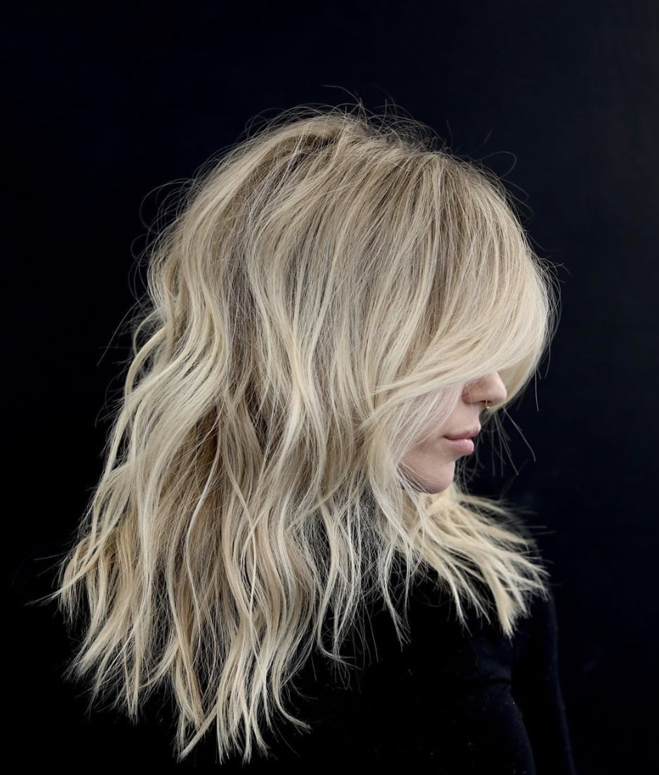 Ash Blonde Shag With Side Part Ash Blonde Shag With Side Part — Modern Shag