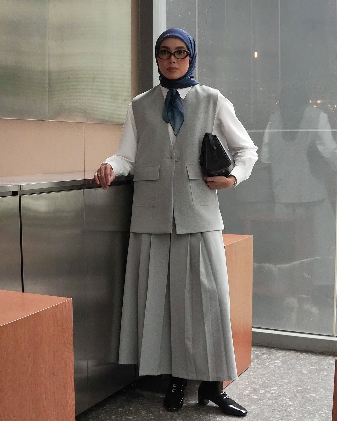 Layered Vest and Pleated Skirt Ensemble — Modest Outfits