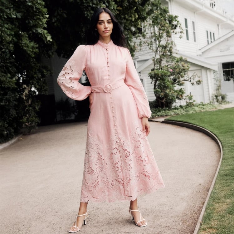 Eyelet Lace Trim Midi Dress — Modest Outfits