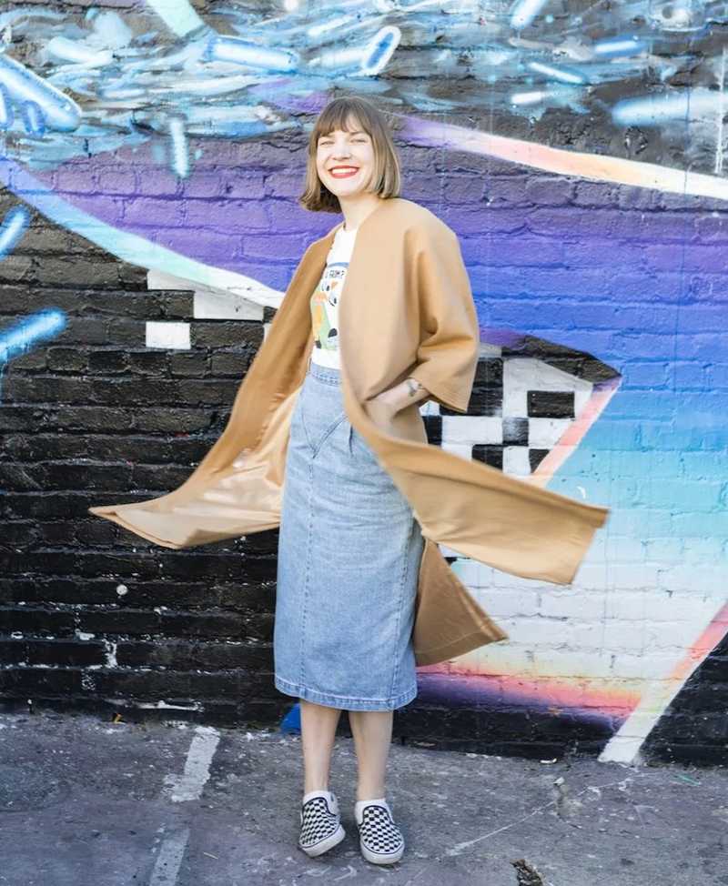 Camel Coat and Denim Midi Skirt — Modest Outfits