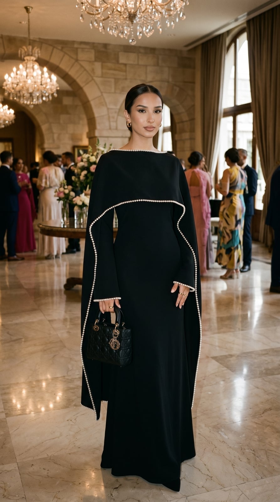 Pearl Trimmed Cape Dress — Modest Outfits