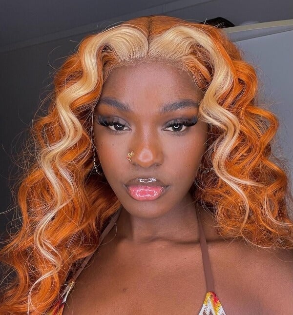 Mid-Back Orange With Blonde Money Piece