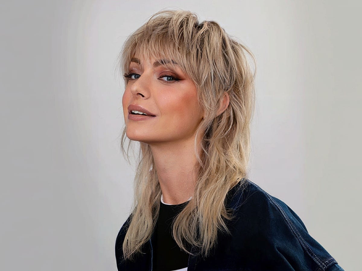 Ash Blonde Mullet With Wispy Bangs And Textured Finish — Mullet Hairstyles
