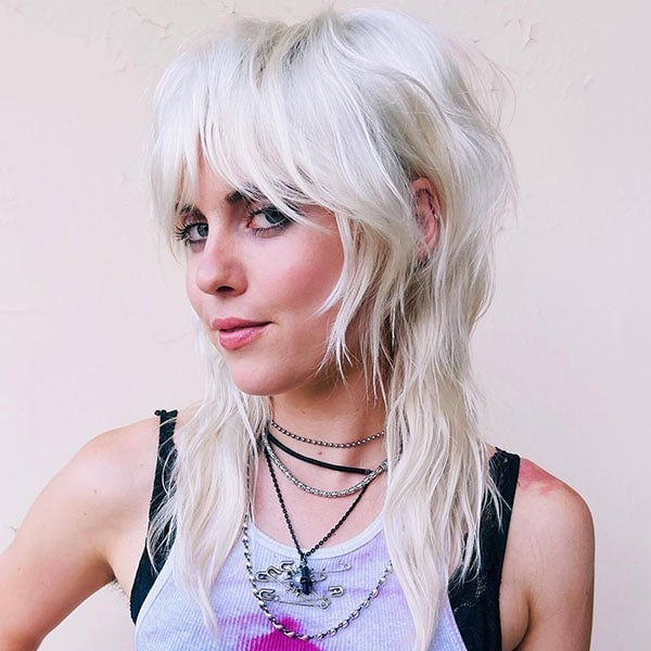 Platinum Blonde Mullet With Wispy Bangs — Mullet Hairstyles